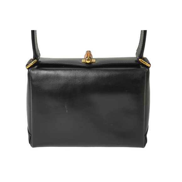 Gucci Leather Bamboo Shoulder Black Brown Bag - Picture 1 of 9